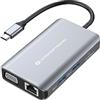 Conceptronic DONN21G - Docking station USB 3.2 Gen 1 7 in 1, HDMI, VGA, GbE LAN, USB-A 3.0 x 3, 100 W USB PD