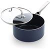 Blue Diamond Casseruola con Coperchio Vetro, 16 cm/1,58 L, Diamanti, Senza PFAS, Alluminio, Induzione, Adatta al Forno 200 °C, Lavastoviglie, Blu Scuro