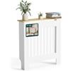 VOUNOT® Copritermosifone Moderno Doghe Verticali 78×19×82 cm Bianco Rovere | Buona circolazione dell'aria, Mensola superiore, Intaglio battiscopa, Kit antiribaltamento, Per soggiorno ingresso e ufficio