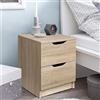 BAKAJI Comodino Camera da Letto Mobiletto Cassettiera 2 Cassetti Maniglia a fessura Design Moderno in legno MDF Mobile Arredo Casa Dimensione 50 x 40 x 40 cm (Rovere)