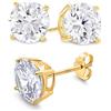 Kezef argento Sterling 925 massiccio Basket Set orecchini a lobo tondi 6 mm Zirconia Cubica - Scegli placcatura, Placcato oro, colore: Clear/Gold/White, cod. EB4RD06-WCZ-SGP
