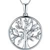 YL Collana Donna Argento 925 con Ciondolo 5A Zirconia Cubica/Granato/Smeraldo Albero della Vita Pendente Gioielli, Catena 45+5cm