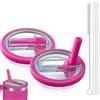 AIROLDI 2-pack di tappi per Stanley Cup, a prova di perdite, riutilizzabili, tappo di ricambio a prova di perdite per Stanley Cup da 1,2 l con 2 cannucce e 1 spazzola per cannucce (rosa antico)