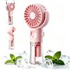 Flanliy Mini ventilatore portatile, ventilatore nebulizzatore, ventilatore tascabile USB ricaricabile con 4 velocità regolabili e nebbia d'acqua, ventilatore portatile silenzioso per casa, ufficio, viaggi