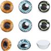 SUPERFINDINGS 3 paia di 3 stili da 30 mm occhi di gatto animali in vetro semicircolari cabochon occhi in vetro cabochon con motivo animale, per fai da te, sculture di argilla, giocattoli di peluche