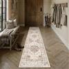 PureCozy Tappeto Passatoia Cucina Vintage 60x240cm Marrone | Tappeto Corridoio,Camera da Letto,Lavabile in Lavatrice,Sala Soggiorno,Carpet,Pelo Corto,Antiscivolo,Runner Rug