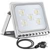 papasbox Proiettore LED Esterno 30W, 3000LM Luce Bianca Fredda 6500K, IP65 Impermeabile Faretto LED con Spina, Super Brillante per Giardino, Terrazza, Fabbrica, Parcheggio, Sicurezza