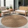 Carpetsale24 Tappeto Outdoor Rotondo 120 cm Beige, Resistente alle Intemperie Facile da Pulire, Tappeto Look Juta Naturale per Terrazza Balcone Soggiorno