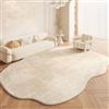 Generic Tappeto Beige Di Forma Irregolare, Spesso E Morbido, In Finta Lana, Lavabile, Per Soggiorno, Camera Da Letto, Bagno, Tappetino, Adatto Agli Animali Domestici(Beige A,60cmX90cm)