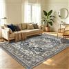 WUTONG Tappeto Orientale Vintage Medaglione 120x160 cm Blu Navy,Pelo Corto | Lavabile in Lavatrice e Antiscivolo, Antimacchia, Moderno per Soggiorno, Studio e Cameretta