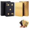 BTACGWP Carte da Gioco e Poker in Plastica Impermeabile, 2 Mazzi Oro e Nero a Scacchi, Finitura Levigata Anti-Residui per Mescolamento Sicuro, Protezioni Versamenti per Sessioni Durature