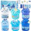 LAWOHO 6 Confezioni Kit Slime Blu - Cloud, Butter & Clear, Croccante per Bambini con Aggiunte, Bomboniere per Feste, per Ragazze e Ragazzi, 360ml (Oceano)