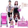 Peosaard Baby Doll, set di 6 bambole per famiglie con articolazioni mobili, incinta, con bambino nella pancia, papà e 4 bambini, per l'istruzione e accessori per la casa delle bambole, giocattoli