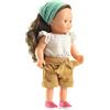 Djeco Bambola Joséphine, bambola da 32 cm, con capelli castani, occhi e vestiti lavabili, bambola realistica da parrucchiere dai 3 anni in su, collezione POMEA