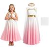 Aomig Toga Antica Romana Rosa Sfumata per Bambina con Accessorio Cosplay