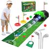 Naxudcoo Dinogolf Set con Sistema di Ritorno Automatico e Palle LED per Golf Notturno, Minigolf per Bambini 3-8 Anni Interno Esterno, Include 3 Mazze, Tappetino, Giocattolo Dinosauro - Regalo Compleanno