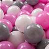 KiddyMoon 50 Palline/7Cm Palline Morbide Colorate Per Piscina Bambini Fatto In EU, Grigio/Bianco/Rosa