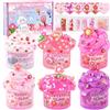 LAWOHO 6 Confezioni Kit Slime Rosa - Cloud, Butter e Clear, Croccante per Bambini Con Aggiunte, Bomboniere per Feste per Ragazze e Ragazzi, 360ml (Picnic)