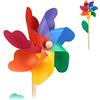 Relaxdays Girandole a Vento, Set da 4, Decorazione Giardino, Gioco per Bambini, Mulino per Balcone, Legno, Multicolore
