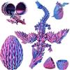 Joycabin Uovo di drago stampato 3D con drago, drago mistico di cristallo nelle ali, giocattolo fidget stampato 3D per bambini, amici, colleghi, compleanno, Halloween, Natale, Pasqua (blu viola)