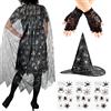 SATINIOR Costumi da strega di Halloween per donne ragno costume adulto donna web mantello e cappello guanti in pizzo senza dita strisciando tatuaggio festa in maschera abiti