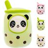 Aiuidun Bubble Tea Peluche Cuscino, Kawaii Panda Boba Peluche Giocattolo Imbottito Soft Bubble Pearl Milk Tea Abbraccio Cuscino Regali per Bambini(Green,35cm)