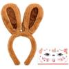 Scinzene Set di cerchietti per capelli con orecchie di coniglietto pasquale marrone in peluche per ragazze e donne, copricapo per carnevale e feste in costume, dolci regali di Pasqua e orecchie di coniglietto
