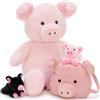 MorisMos XXL Maiale Peluche Gigante, 53cm Rosa Grande Maiale con 2 Kawaii Babies, 1 Pig Bag, Realistico Morbido Giocattolo di Peluche Regalo per Bambini Compleanno Natale