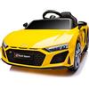 Tecnobike Shop Auto Macchina Elettrica Per Bambini Audi R8 Sport 12V Telecomando Bluetooth LED Suoni Mp3 Usb (Giallo)