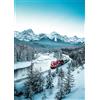 Ulmer Puzzleschmiede Puzzle 1000 pezzi Morant's Curve - il treno invernale in Canada - Ferrovia nel paesaggio innevato delle Montagne Rocky nella fredda luce del mattino - Qualità Made in Germany