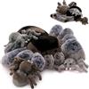 MorisMos XXL Ragno Peluche Gigante, 40cm Grigio Grande Ragno con 3 Kawaii Baby, Realistico Morbido Giocattolo di Peluche Regalo per Bambini Compleanno Natale Deco