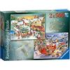Ravensburger Collection No.1 Market & Santa's Christmas Supper 2 x 500 pezzi puzzle per adulti e bambini dai 10 anni in su