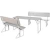 roba Set Tavolo + 2 Panche con Schienale per Bambini - per Giardino, Terrazzo, Aria Aperta - Pieghevole - Salvaspazio - con Angoli Arrotondati - da 24 Mesi - Legno Laccato Grigio