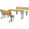roba Set Tavolo + 2 Panche con Schienale per Bambini - per Giardino, Terrazzo, Aria Aperta - Pieghevole - Salvaspazio - con Angoli Arrotondati - da 24 Mesi - Legno Laccato in Teak