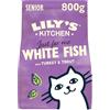 Lily's Kitchen Realizzato con ingredienti naturali Cibo secco per gatti pesce bianco con tacchino e trota Ricetta senza cereali 4 x 800 g