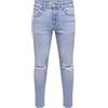 ONLY & SONS Onswarp Skinny Destroy DNM Box, Blue Black Denim, 30W x 32L Uomo