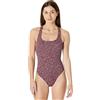 Amazon Essentials Costume da Bagno Intero, con Spalline Incrociate sulla Schiena Donna, Rosso Mattone Lilla Leopardata, 46
