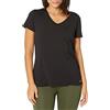 Amazon Essentials T-Shirt con Scollo a v a Maniche Corte Elasticizzata Tecnica - colori fuori produzione Donna, Pacco da 2, Nero, XXL