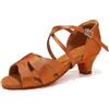 GYUBL Scarpe da Ballo Latino Bambina in Rsao con Tacco 4cm | Punta Aperta,Suolo in Pelle Scamosciata Solo Uso Interno, Scarpe per Salsa Tango Cha-Cha-Cha per Principianti e Spettacoli