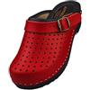 APREGGIO Zoccoli da Donna in Legno - Pantofole comode - Pratici Zoccoli da Giardino - Scarpe in Vera Pelle di Alta qualità, Colore: Rosso, 40 EU