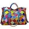Segater® Borsa per la spesa multicolor da donna in pelle di manzo colorato patchwork 2019 NUOVO TOP Votato Grande Borsa a tracolla Hobo Borse (casuale multicolore)