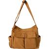 LassZone Borsa a tracolla in tela da donna, grande capacità, tasche multiple, con spallacci regolabili, perfetta per viaggi, scuola, shopping e uso quotidiano, Marrone, 12.6x5.91x14.17 inches