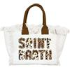 Saint Barth Mc2 Donna Borsa A Mano VANI001-Animalier Patch Cotone Marrone Taglia Unica