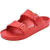 VICT POPU Sandali da donna con plantare, sandali piatti antiscivolo estivi, ciabatte da bagno casual, EVA slides per adulti, pantofole, Colore: rosso, 39 EU