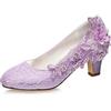 Emily Bridal Scarpe da Sposa Donna Raso di Seta Come Tacco Spesso Stiletto con Pizzo Fiore Cristallo Perla (EU38, Viola Chiaro)