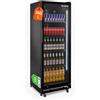 GastroHero Frigorifero per bevande, 360 l, 5 ripiani, nero GKSE360 | Serratura, illuminazione a LED, 5 griglie regolabili in altezza, frigorifero per bottiglie, frigorifero per birra
