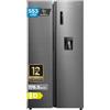 Midea Side by Side Frigorifero MDRS710FGD46W, capacità 553L, distributore d'acqua, compressore inverter, SuperCool & SuperFreeze, 360° Multi-Air Flow, No-Frost, 37dB Silenzioso, Steel Gray