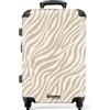 NoBoringSuitcases.com NoBoringSuitcases© Valigia Media Trolley Medio Viaggio Rigido Leggero 4 | 67x43x25 cm - Ruote Valigie Stiva Dimensioni M Leggera Bagaglio Suitcase Zebra - Motivo - Beige