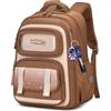 Amythe Zaino Ergonomico Scuola Elementare Bambino, Zaino Traspirante per Bambini con Strisce Riflettenti, Zaini Oxford Ragazzo dalla Prima alla Quarto Elementari, Marrone