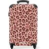 NoBoringSuitcases.com NoBoringSuitcases© Valigia Bagaglio A Mano Trolley Cabina Da Viaggio Rigido | 55x35x20 cm - Leggero Aereo 4 Ruote Luggage Carry On Leopardo - Motivo - Rosa